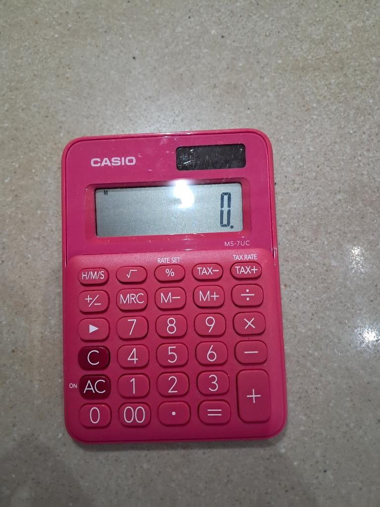 Casio MS-7UC Rekenmachine Bureau Rood, Ophalen, Zo goed als nieuw
