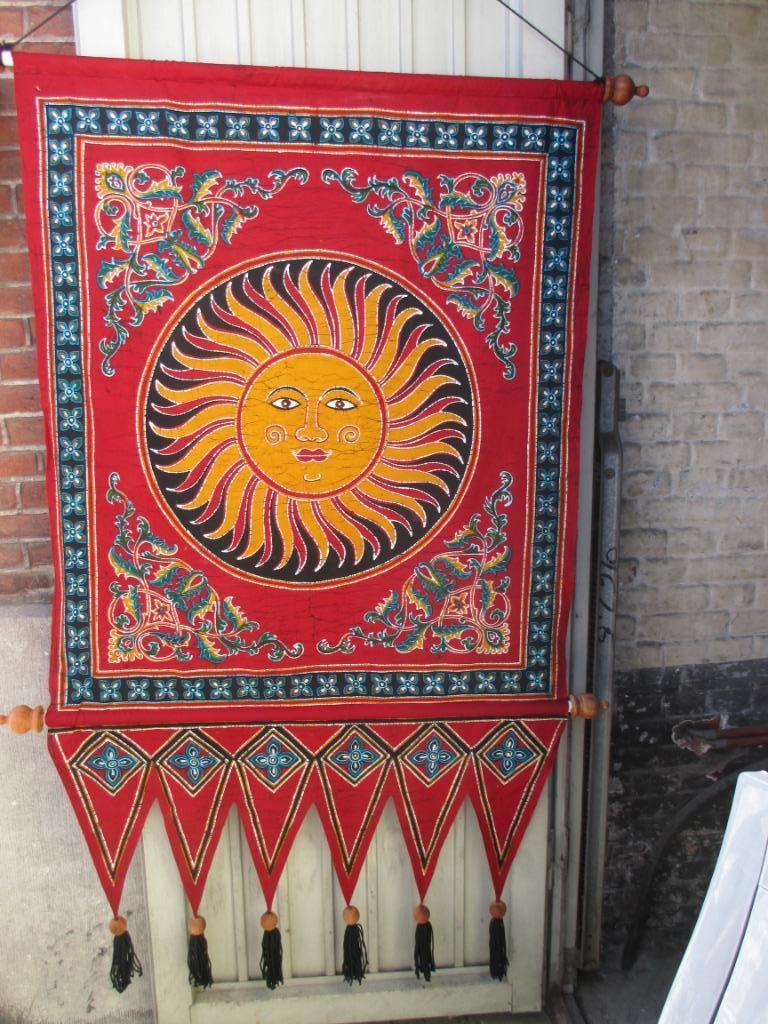 UITZONDERLIJK... Batik Zonnegod doek - uniek stuk, Ophalen