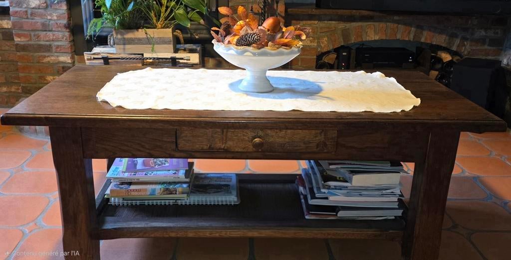 Table basse en Chêne Massif, 100 à 150 cm, Moins de 50 cm, Comme neuf, 50 à 100 cm
