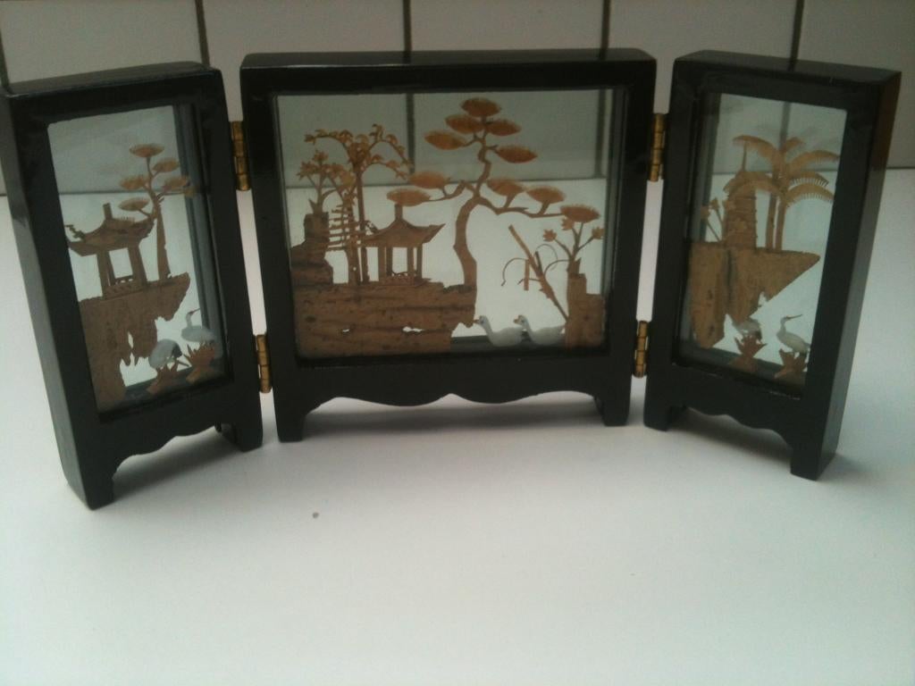 diorama kurk drieluik chinees, Antiek en Kunst, Ophalen of Verzenden