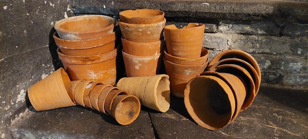 Unieke collectie bloempotten., Moins de 25 cm, Rond, Enlèvement, Utilisé