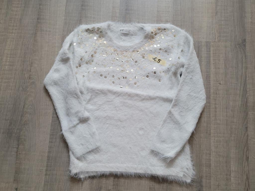 Trui H&M maat 140 wit met pailletten.  Nieuwstaat, Meisje, Trui of Vest, Ophalen of Verzenden, Zo goed als nieuw