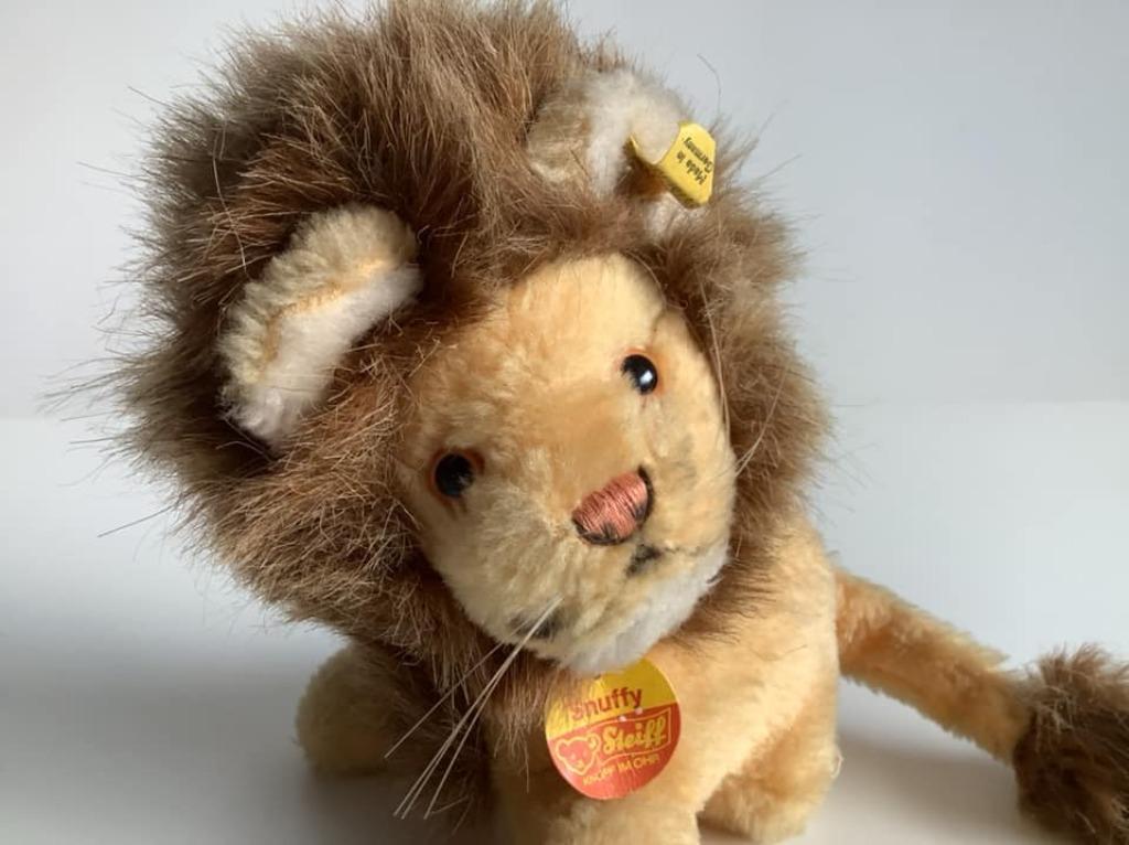 Lion Steiff vintage « Snuffy » avec toutes les cartes d'iden, Enlèvement ou Envoi, Comme neuf, Ours en tissus, Steiff