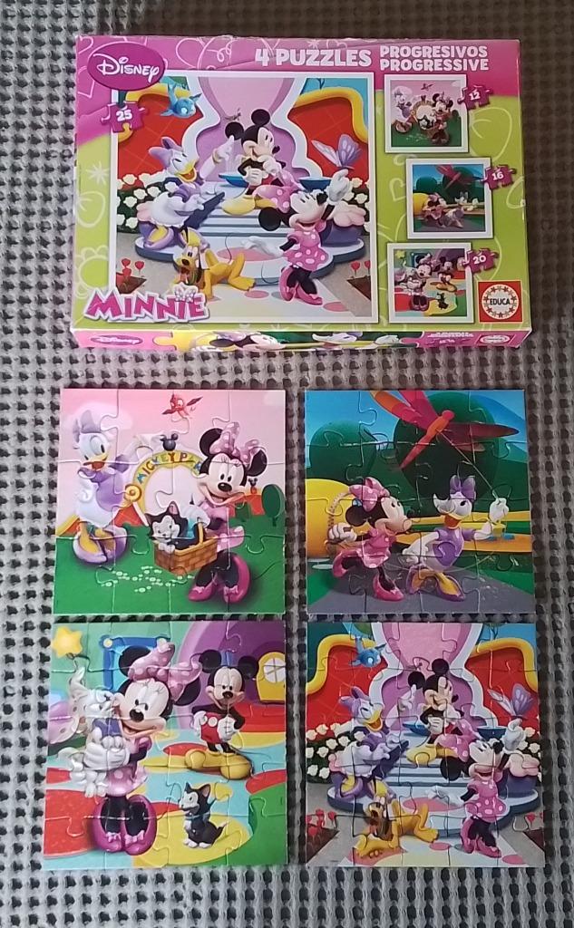 4 puzzels Minnie Mouse, Enlèvement ou Envoi, 10 à 50 pièces, Utilisé