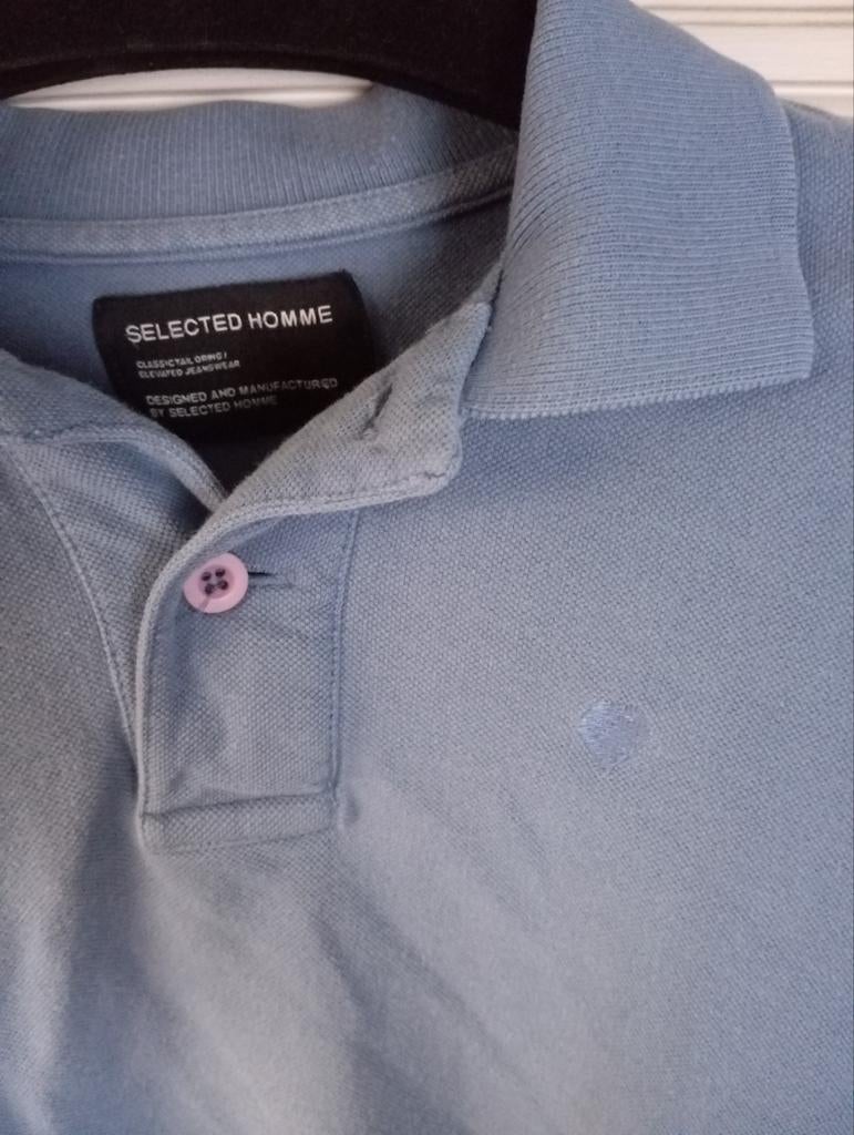 SELECTED homme - lichtblauwe polo, M, Ophalen of Verzenden, Zo goed als nieuw