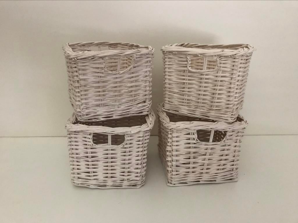 Set van 4 mandjes 20 x 20 x 16 h landelijke stijl, Ophalen of Verzenden, Zo goed als nieuw