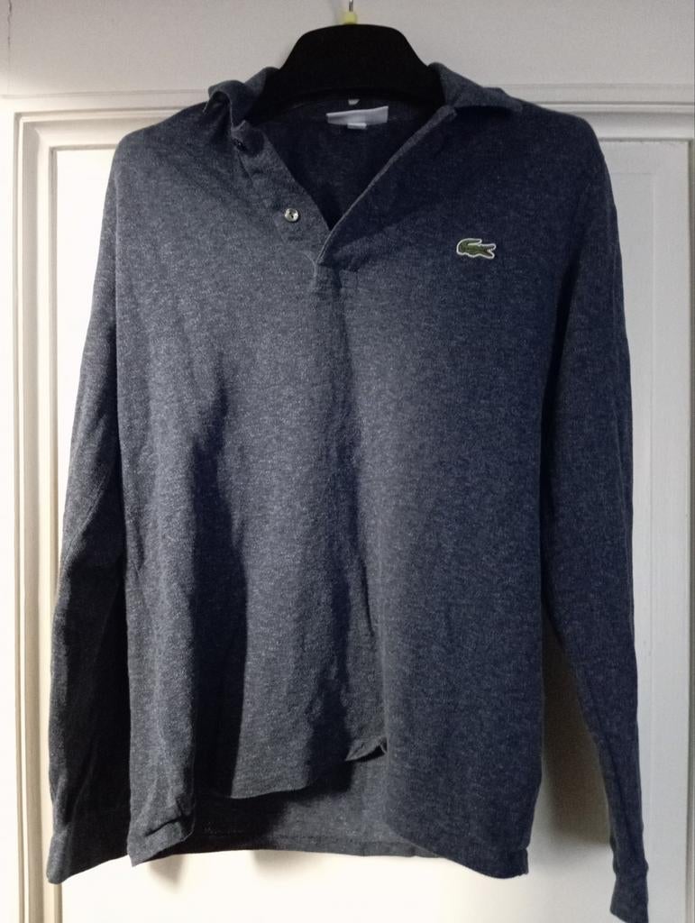 LACOSTE blauwgrijze polo, lange mouwen, maat S, Kleding | Heren, Truien en Vesten, Ophalen of Verzenden, Maat 46 (S) of kleiner