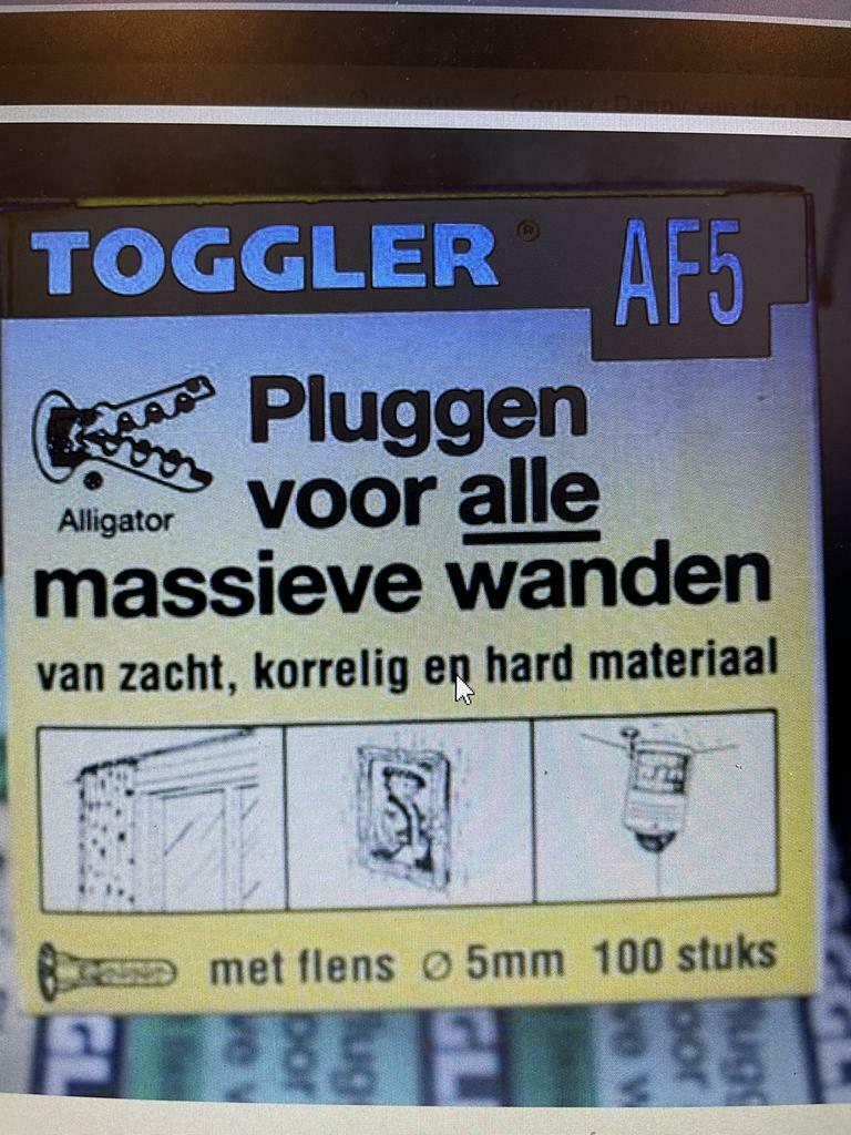 TOGGLER ALIGATOR PLUGGEN ,PER 500 STUKS, Ophalen of Verzenden, Nieuw, Minder dan 50 mm, Pluggen