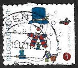 1 Postzegel Sneeuwman België 2011, Kerst, Ophalen of Verzenden, Gestempeld, 1e dag stempel