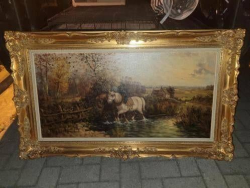 Schilderij veld en paarden, Antiek en Kunst, Ophalen