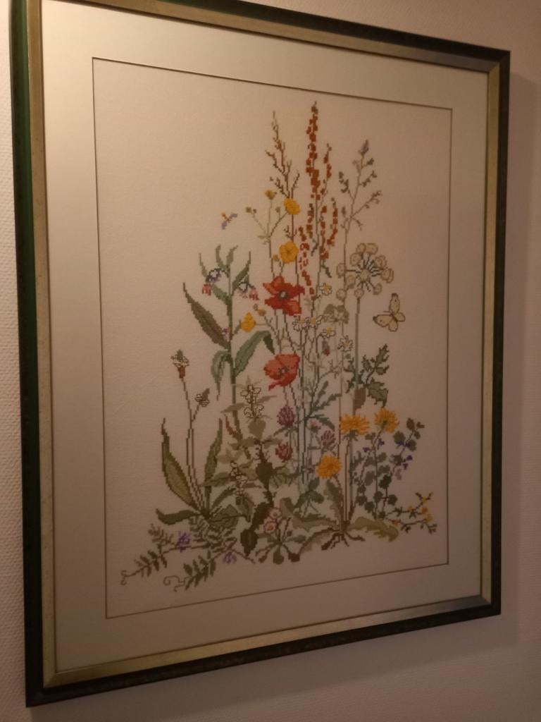 Borduurwerk in kader 80 x 100 cm, Hobby en Vrije tijd, Borduren en Borduurmachines, Ophalen