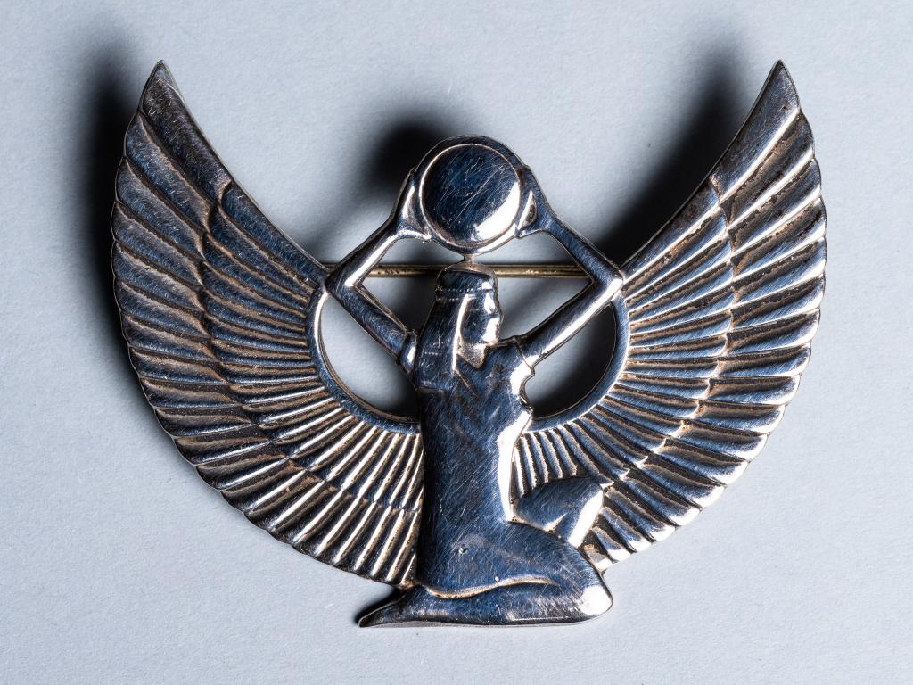 Broche ancienne, style égyptien, en argent, Bijoux, Sacs & Beauté, Broches, Comme neuf, 4 à 7 cm, Argent, Argent