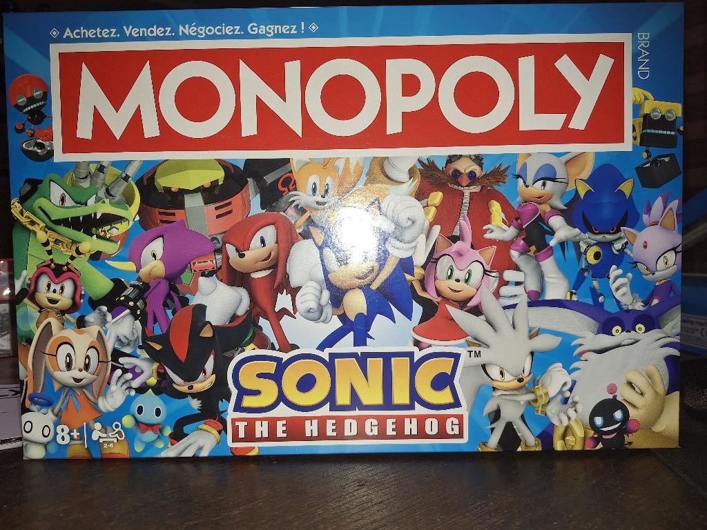 MONOPOLY SONIC THE HEDGEHOG in het Frans, Vijf spelers of meer, Ophalen of Verzenden, Zo goed als nieuw, Hasbro
