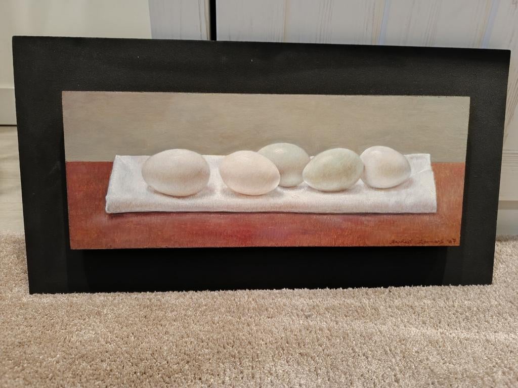 Kunst werkje met eieren ( olieverf), Antiek en Kunst, Kunst | Schilderijen | Modern, Ophalen
