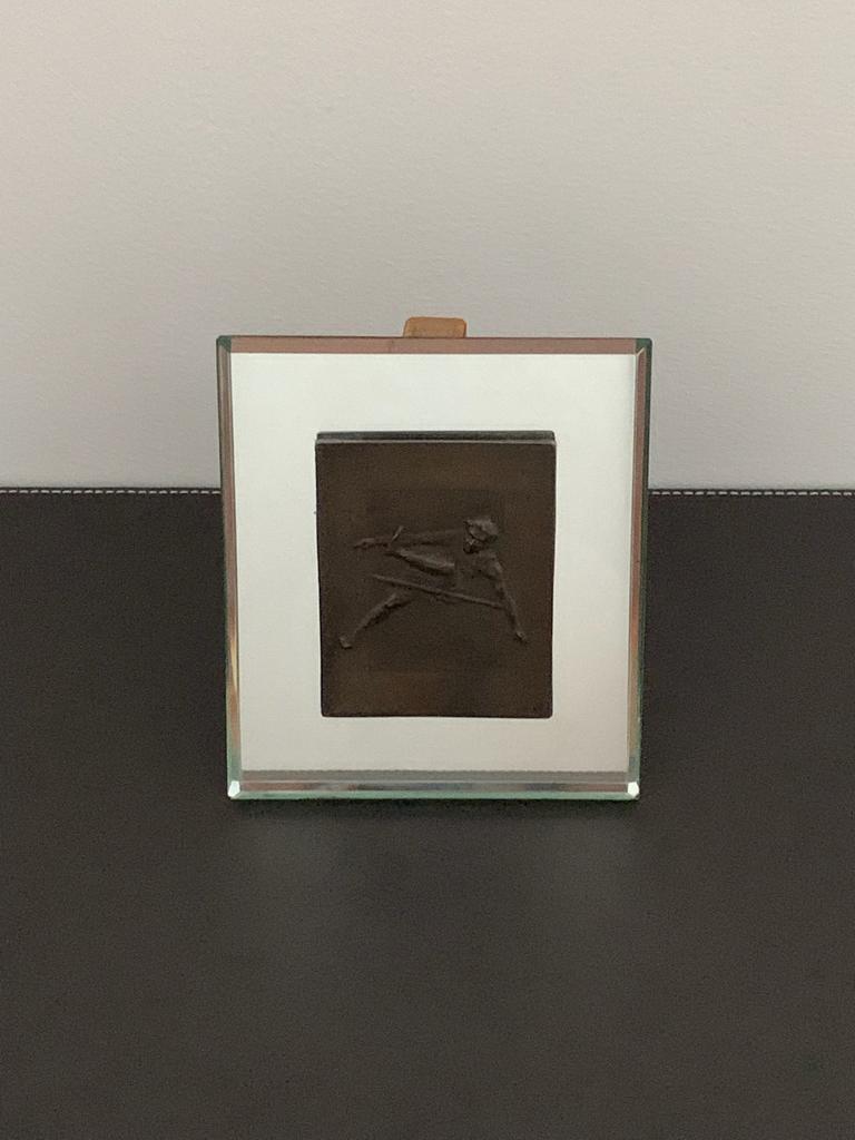 Médaille en Bronze signé A.CROS sur Verre Biseauté, Antiquités & Art, Enlèvement ou Envoi