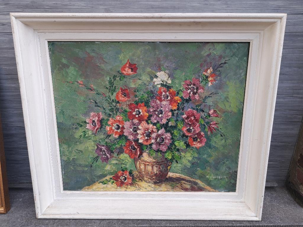Huile sur toile fleurs signe Armand lacour, Antiquités & Art, Art | Peinture | Classique, Enlèvement ou Envoi