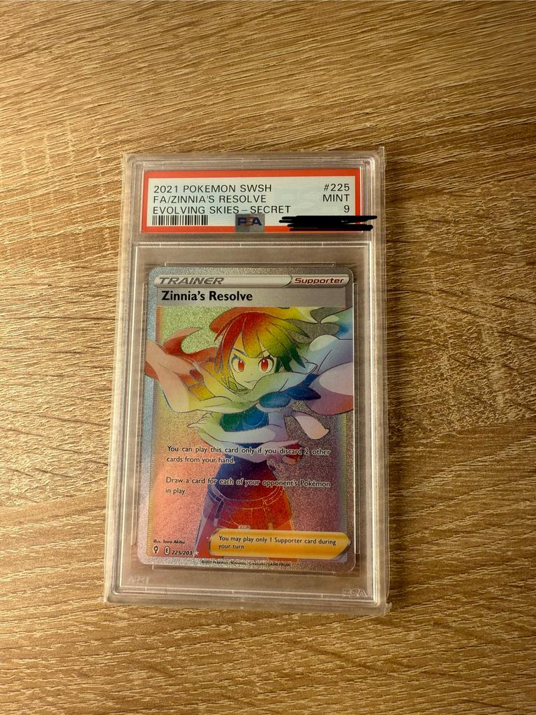 Pokémon PSA 9 Zinnia’s Resolve 225 Evolving Skies, Enlèvement ou Envoi, Neuf