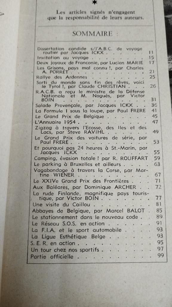 ROYAL AUTO 1954 n5  revue du RACB, Général, Utilisé, Collectif, Envoi