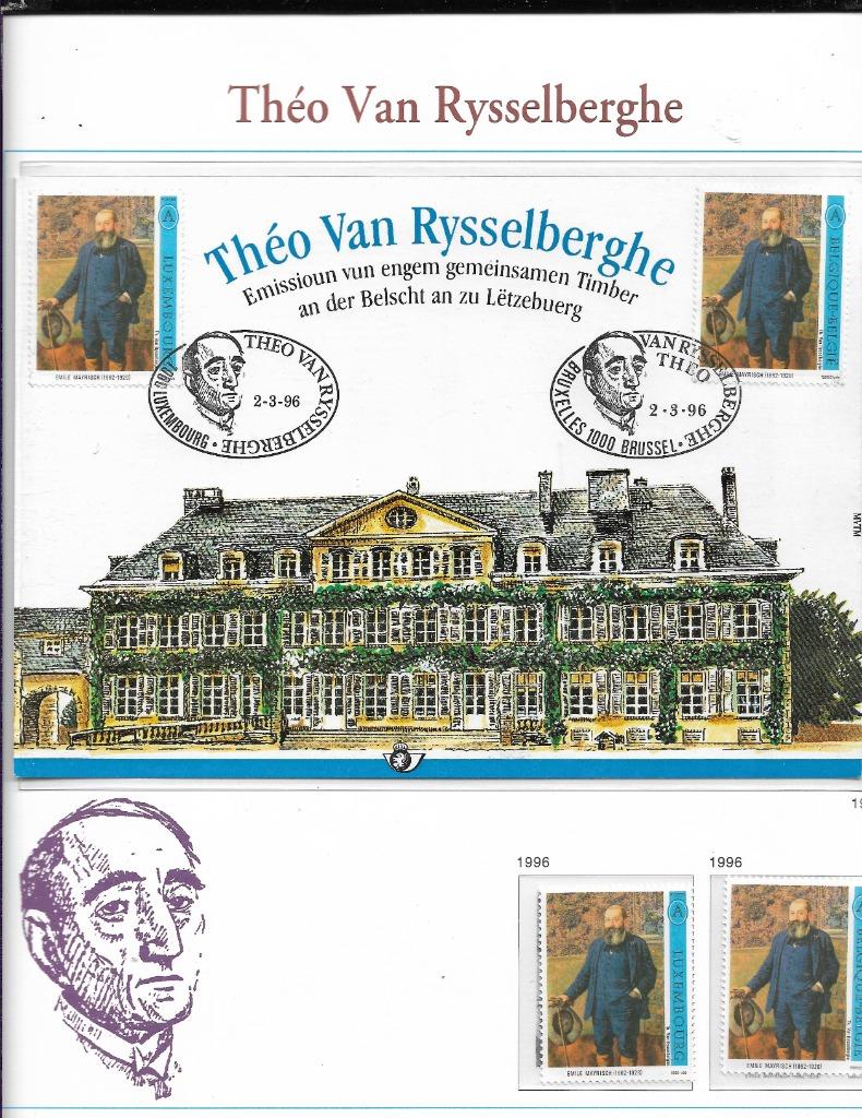 HK2627  theo van rysselberghe kaart + 2 zegels, Enlèvement ou Envoi, Non oblitéré, Neuf