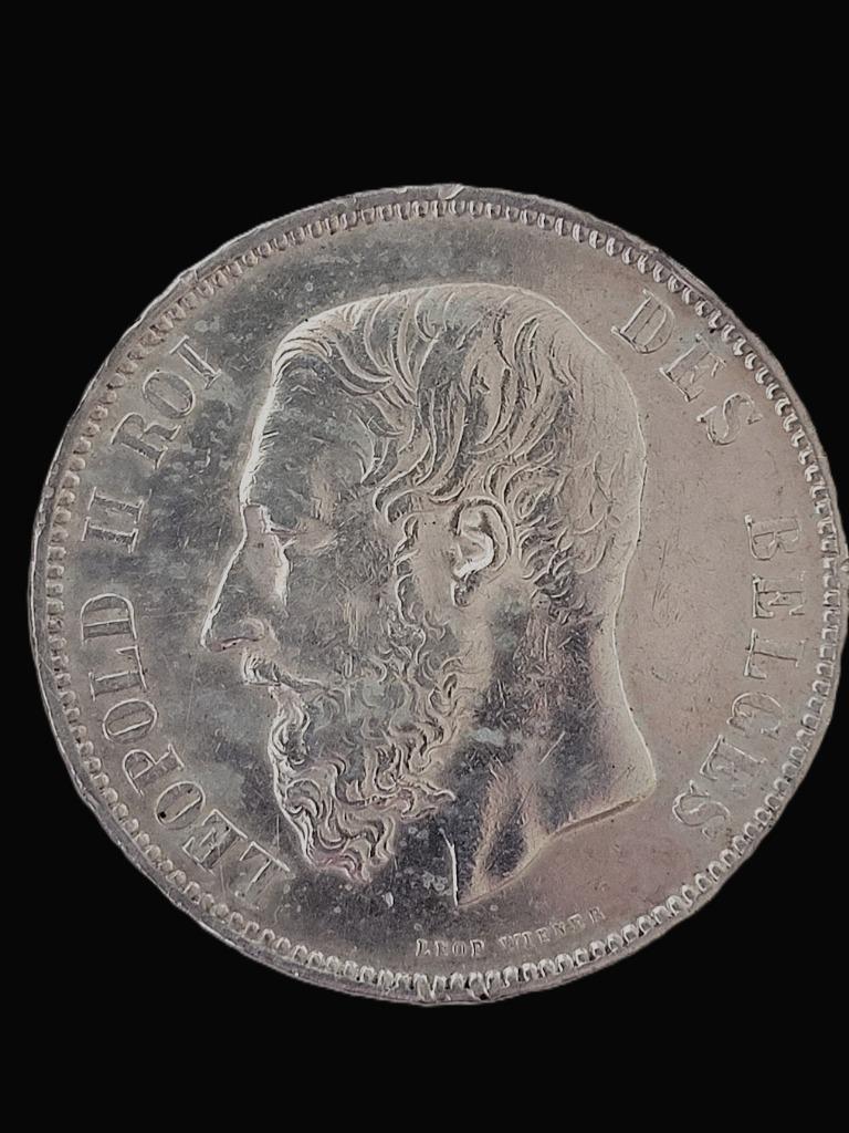 munt belgie Leopold 2 5 francs 1876, Timbres & Monnaies, Monnaies | Belgique, Monnaie en vrac, Argent, Enlèvement, Argent