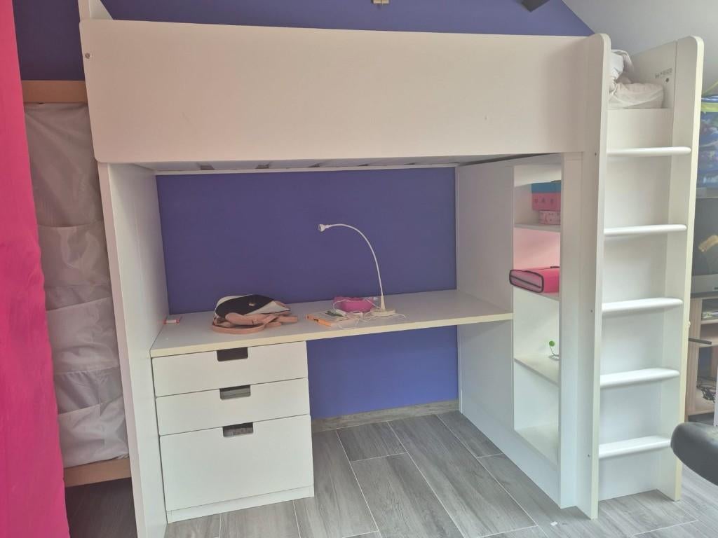 Stapelbed/hoogslaper, 90x200 cm, Kinderen en Baby's, Kinderkamer | Bedden, Zo goed als nieuw, 180 cm of meer, 85 tot 100 cm, Hoogslaper of Stapelbed