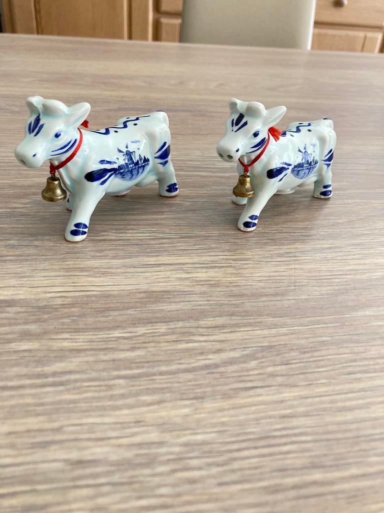 Vintage Delftsblauwe peper- en zoutstel met koeien,, Ophalen of Verzenden