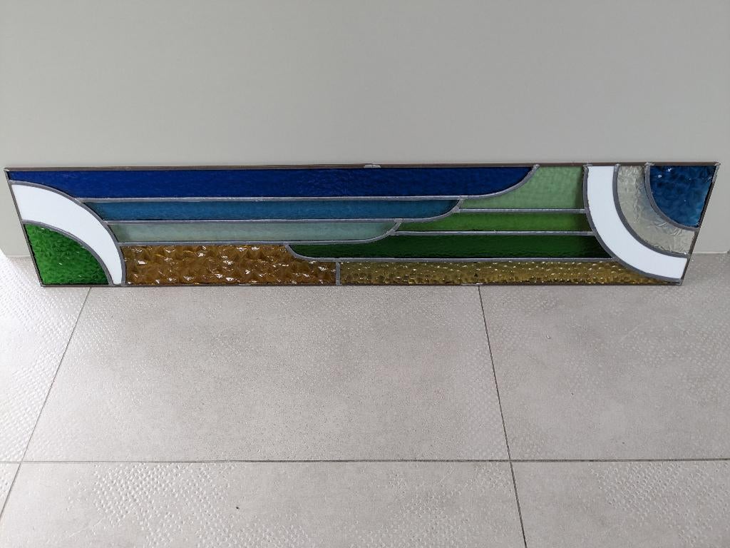 Brandraam - Brandglas in lood - 99 cm x 20 cm (Art Déco), Antiek en Kunst, Ophalen