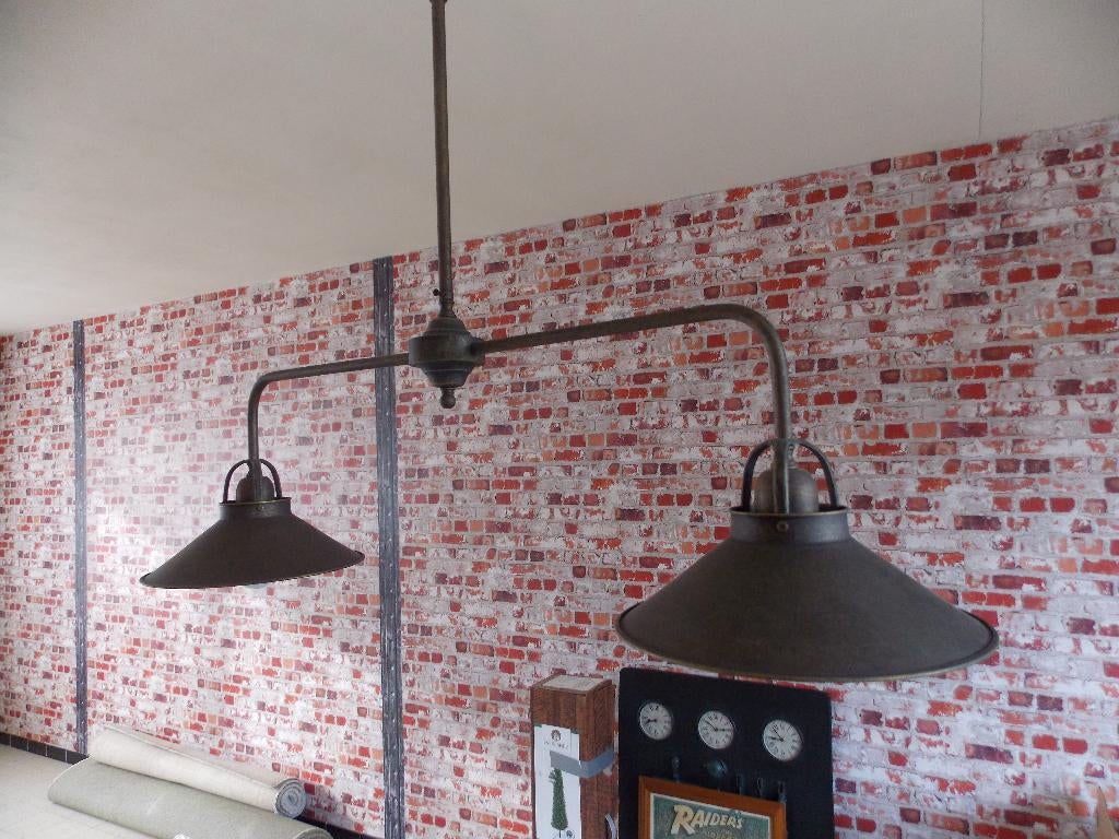Messing luster (2 lampen), Ophalen, Gebruikt, Metaal