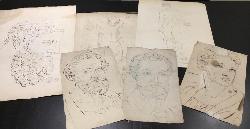 Dessins authentiques du peintre Van Bree Academy Anvers, Enlèvement ou Envoi, Signé