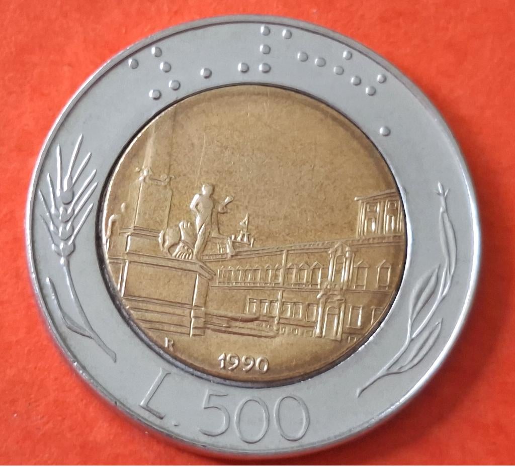 Pièce Italie - 500 lires - 1990, Envoi, Italie, Monnaie en vrac