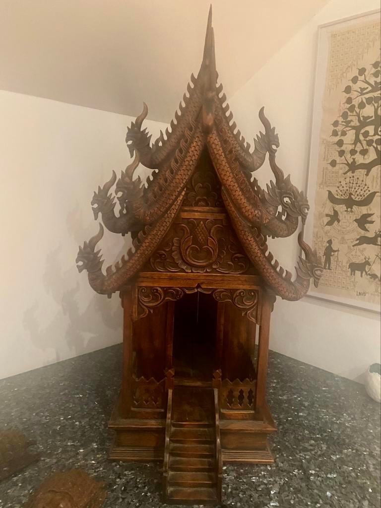Thais gebedshuisje in houtsnijwerk, Antiek en Kunst, Ophalen