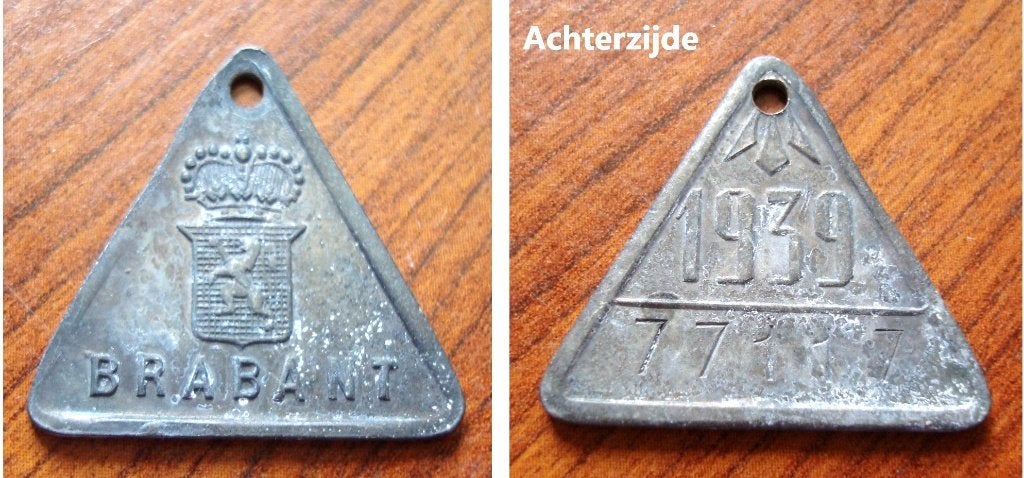 Belgische penning voor honden uit Brabant 1939, Postzegels en Munten, Verzenden, Overige materialen