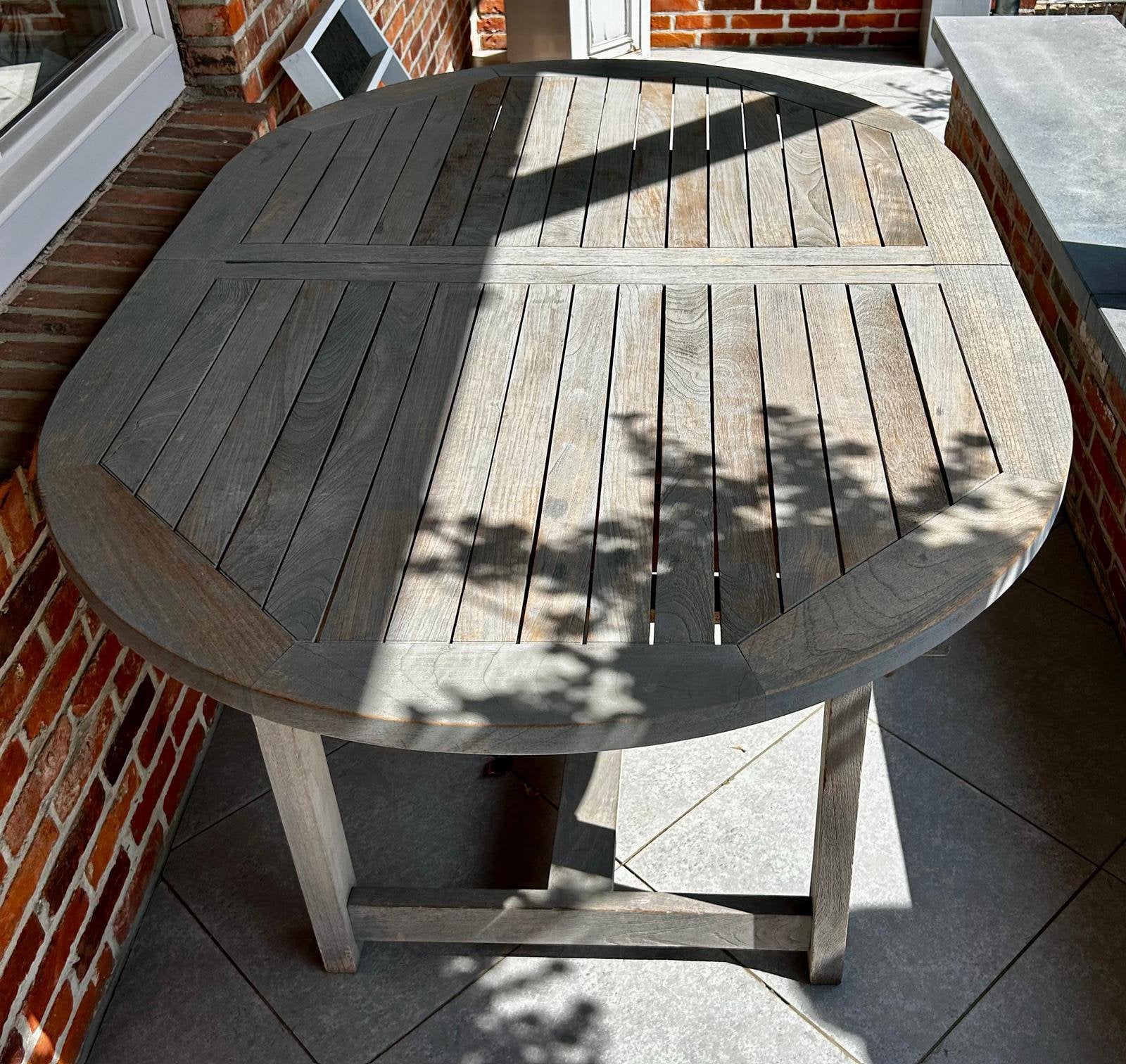 Tuintafel teak, Ophalen, Gebruikt, Ovaal, Hout