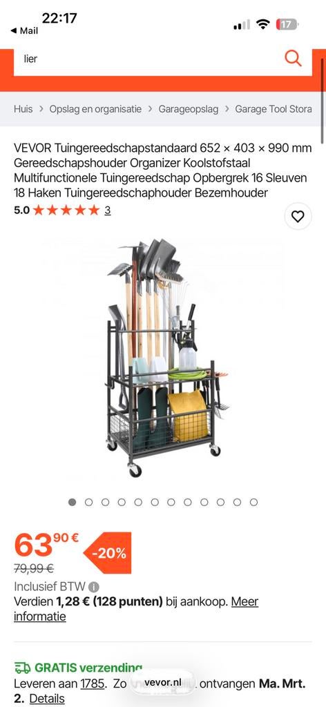 Vevor tuingereedschapshouder organizer, Ophalen, Zo goed als nieuw