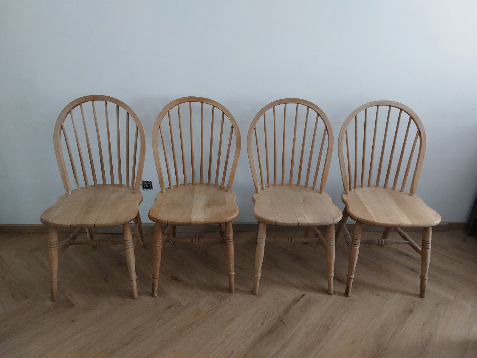 Ensemble de 4 chaises Windsor Natural, Maison & Meubles, Chaises, Autres couleurs, Enlèvement, Utilisé, Bois