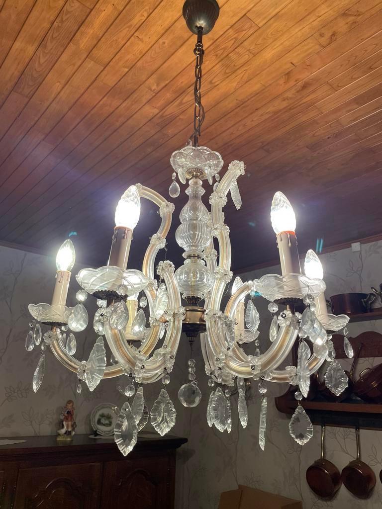 Lustre vintage cristal, Ophalen, Gebruikt, Glas, Vintage comtemporain