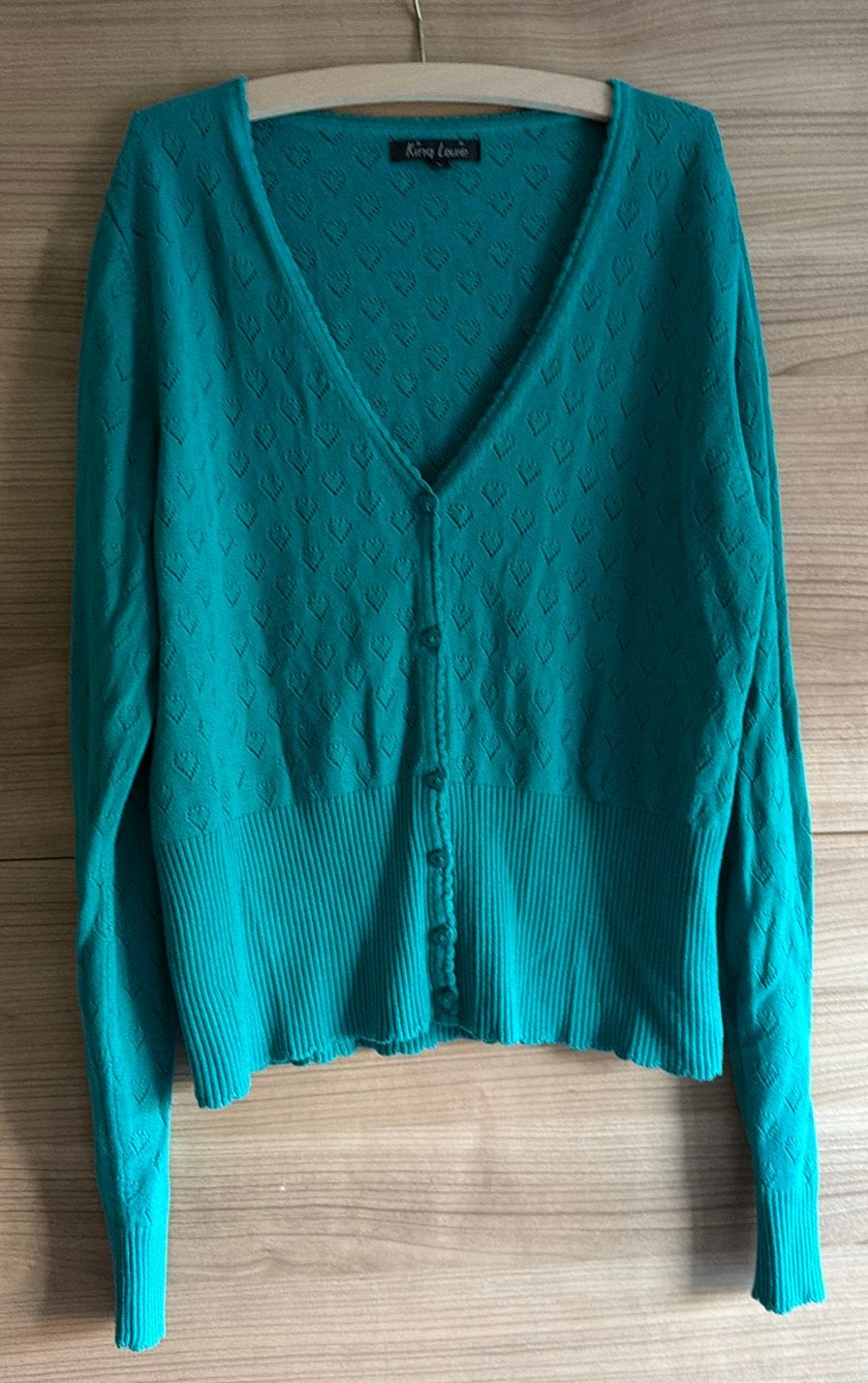 King Louie maat large turquoise vest, Kleding | Dames, Ophalen of Verzenden, Zo goed als nieuw, Maat 42/44 (L), Groen