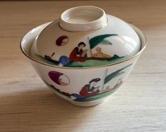 Bol à thé en porcelaine Jingdezhen couvercle (années 80/90), Enlèvement ou Envoi
