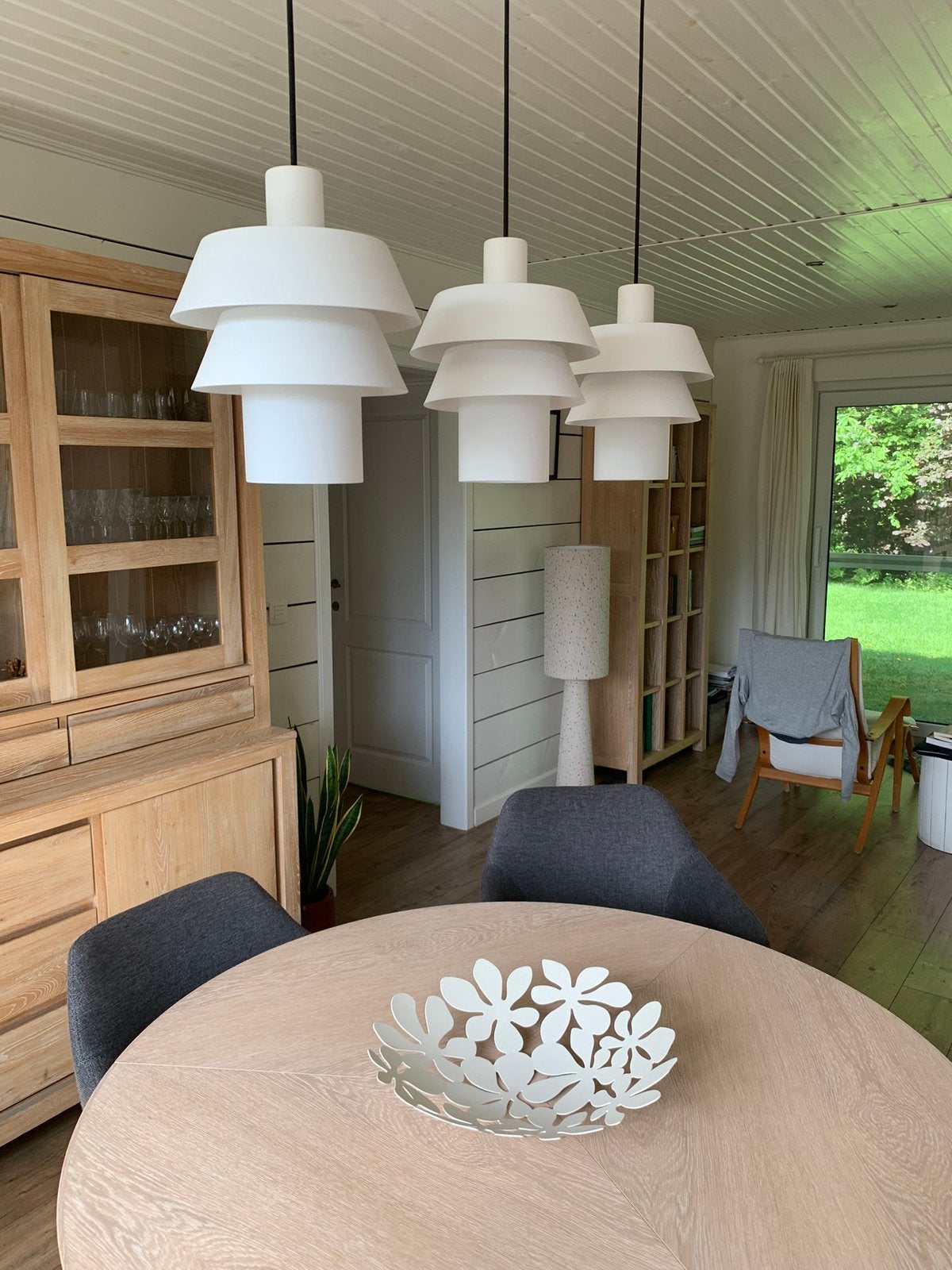 Hanglamp in Deense stijl, Maison & Meubles, Lampes | Suspensions, Comme neuf, 75 cm ou plus, Verre, Métal, Enlèvement