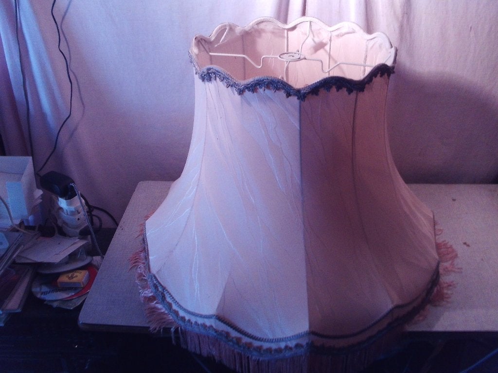 Grote Retro Stoffen Lampenkap - 47H en 62D, Huis en Inrichting, Ophalen of Verzenden, Zo goed als nieuw, Rond, Textiel