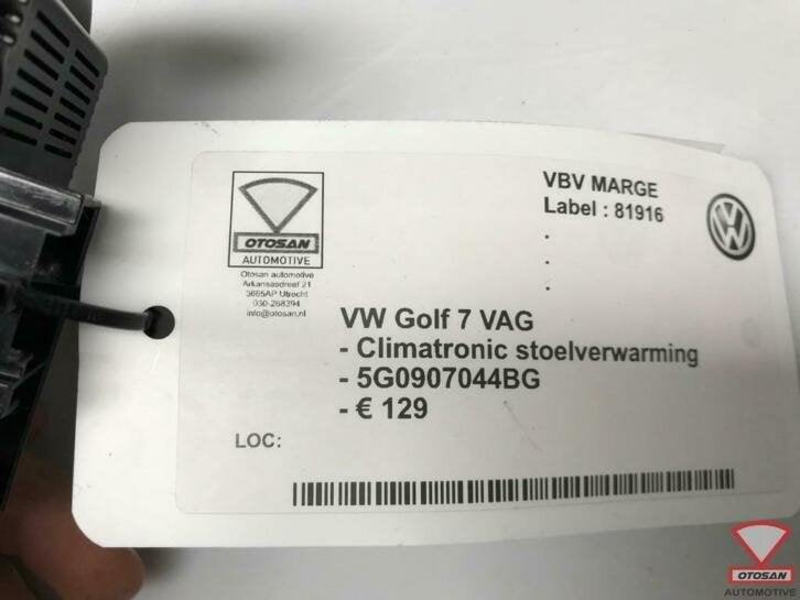 vw golf 7 climatronic stoelverwarming 5g0907044bg, Gebruikt, Volkswagen, Volkswagen AG, Vw@volkswagen.de