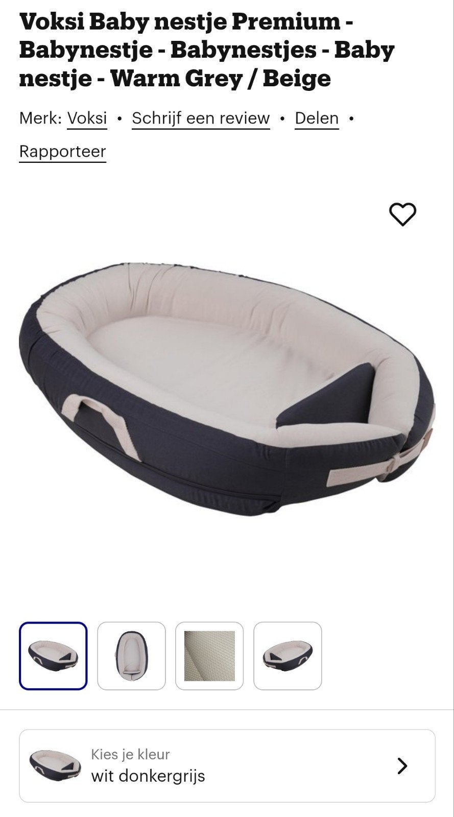 Babynestje Voksi donkergrijs-beige, Ophalen