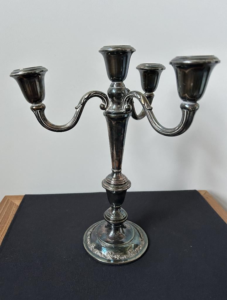 Chandelier à 4 têtes en métal argenté - Alpaga - EPNS, Enlèvement ou Envoi, Argent