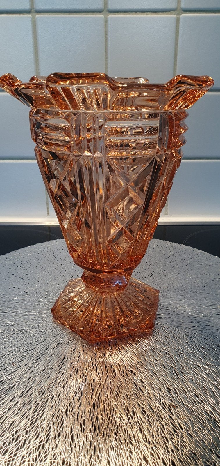 Roze Art Deco vaas ca.1930, Maison & Meubles, Accessoires pour la Maison | Vases, Enlèvement, Comme neuf, Autres couleurs, Verre