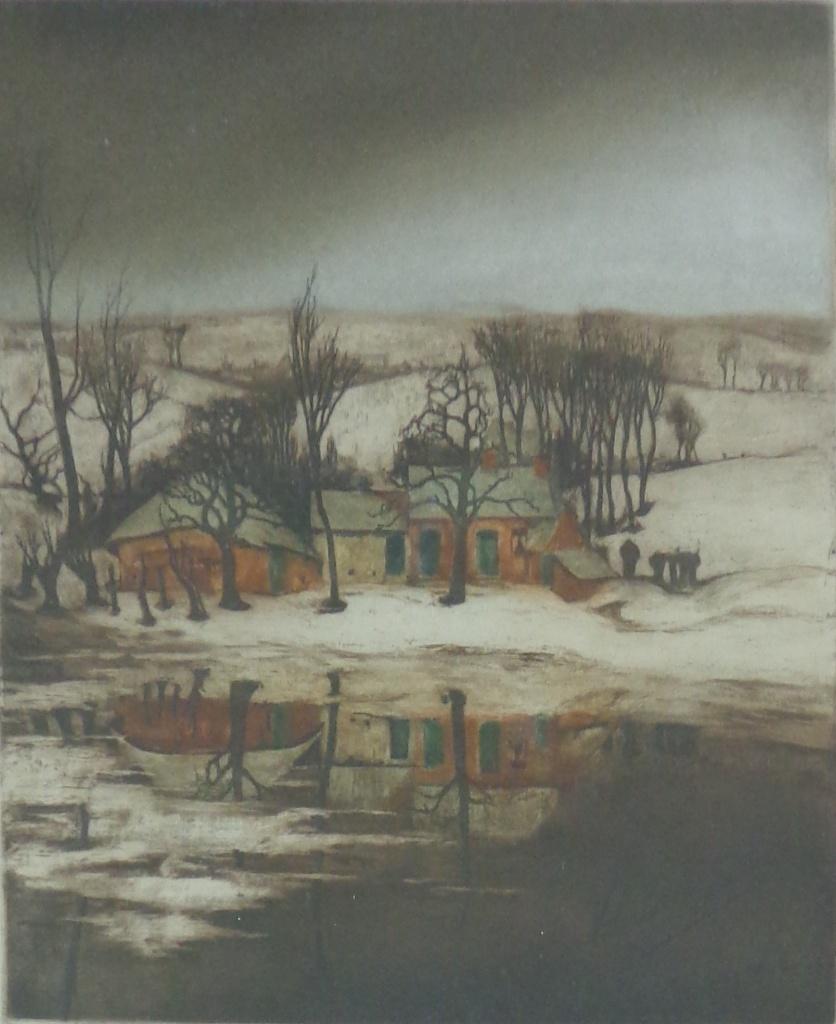 VALERIUS DE SAEDELEER / HUTJE VAN VISSER / ETS 67x59cm KADER, Ophalen of Verzenden