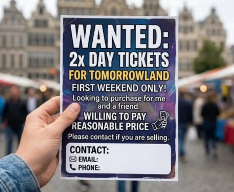 [GEZOCHT] 2x dagtickets Vrijdag W1 - Tomorrowland 2026