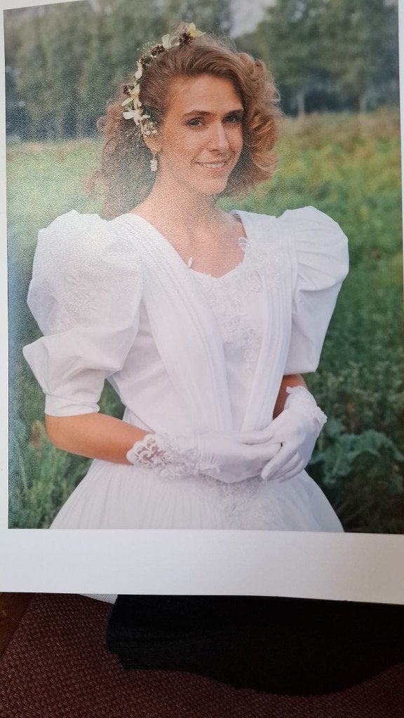 vintage trouwkleed (1992) maat 40 bij lengte van 173cm, Kleding | Dames, Overige typen, Wit, Zo goed als nieuw, Geen merk