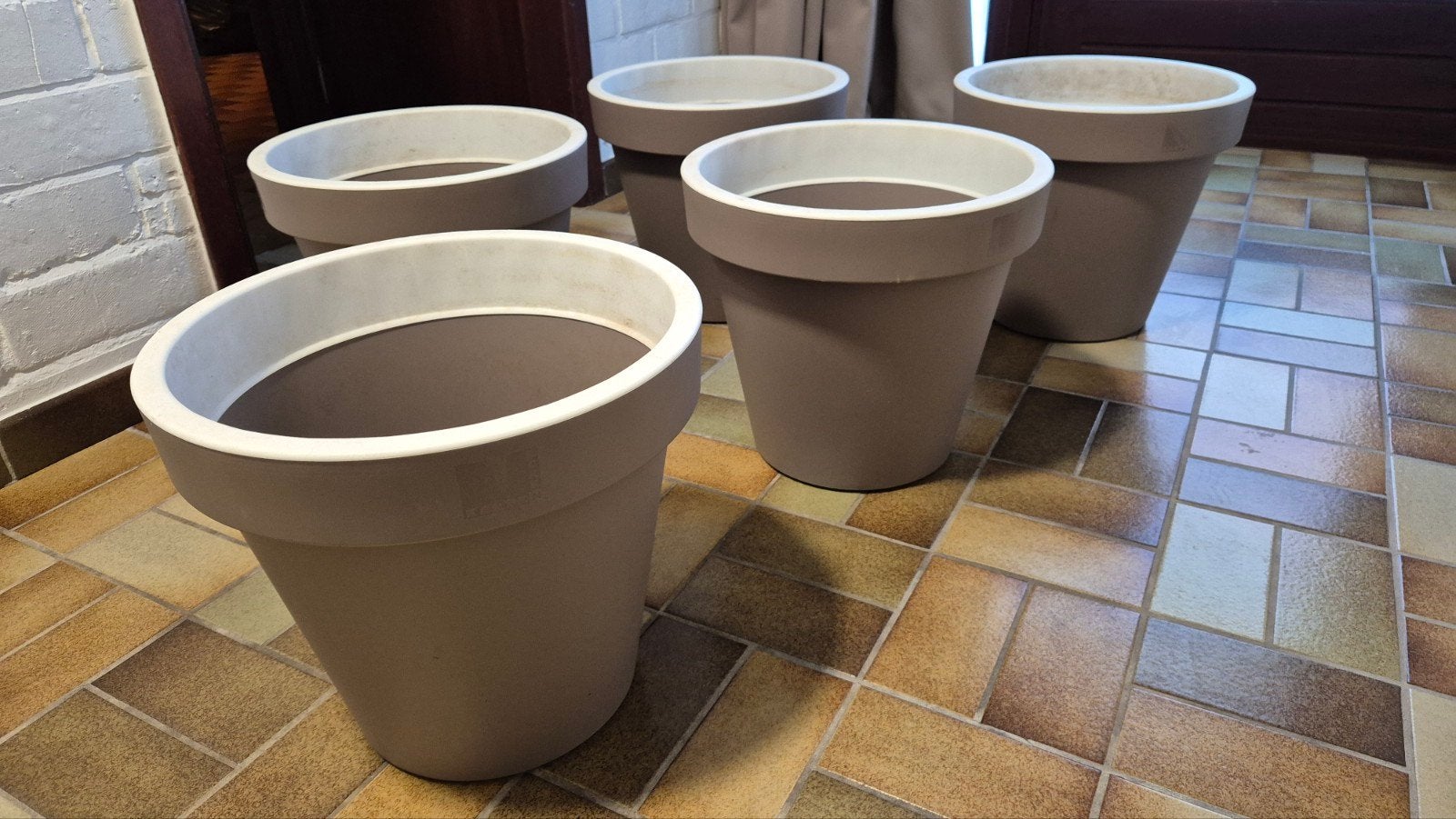 pots pour plantes jardin terrasse 5 pièces, Balcon, 25 à 40 cm, Rond, Comme neuf