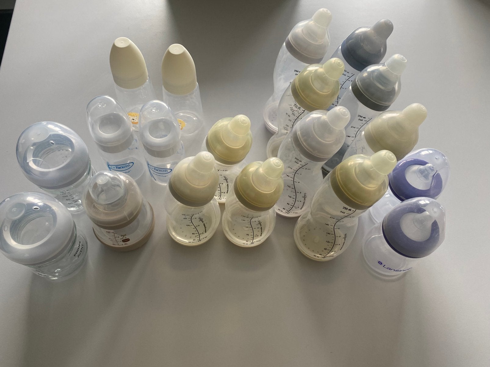 19 drinkflessen, vele ongebruikt!, Kinderen en Baby's, Difrax, Ophalen of Verzenden, Zo goed als nieuw, Inclusief flessen