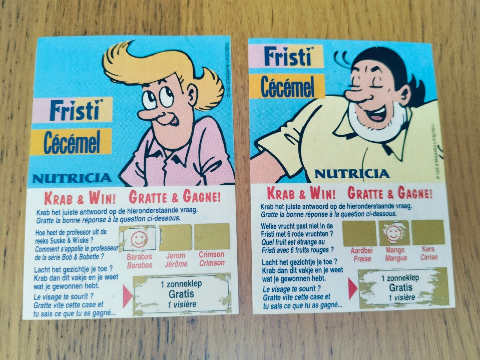 2 stickers Fristi/cecemel Jerom en sidonia, Verzamelen, Stickers, Ophalen of Verzenden